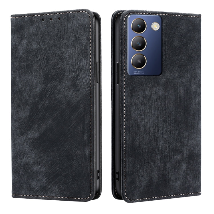 Custodia per telefono in pelle magnetica con spazzola antifurto RFID, For vivo iQOO Z9 Turbo, For vivo Y03 4G, For vivo Y100 5G IDN, For vivo Y78T 5G / iQOO Z8x 5G