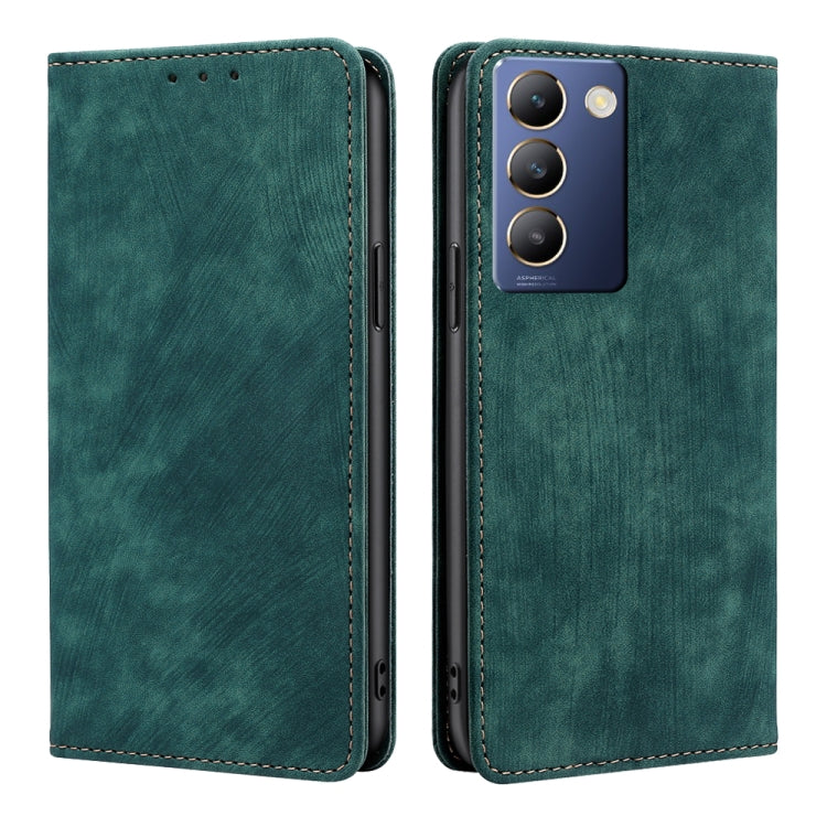 Custodia per telefono in pelle magnetica con spazzola antifurto RFID, For vivo iQOO Z9 Turbo, For vivo Y03 4G, For vivo Y100 5G IDN, For vivo Y78T 5G / iQOO Z8x 5G