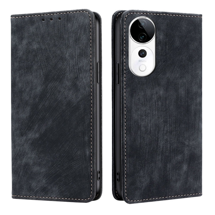 Custodia per telefono in pelle magnetica con spazzola antifurto RFID, For vivo Y300 Pro 5G, For vivo S19 Pro, For vivo S19, For vivo Y28 4G
