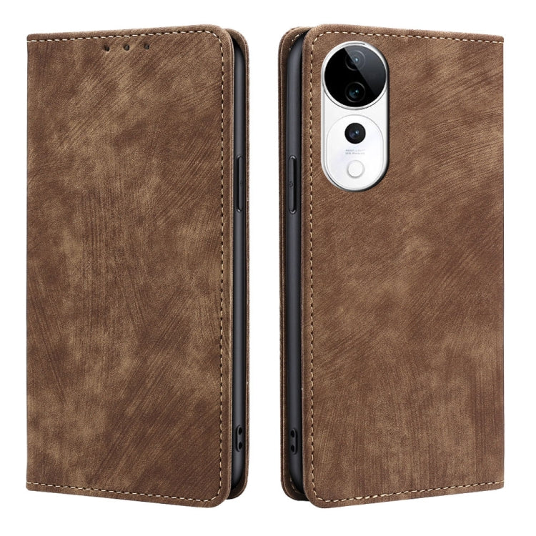 Custodia per telefono in pelle magnetica con spazzola antifurto RFID, For vivo Y300 Pro 5G, For vivo S19 Pro, For vivo S19, For vivo Y28 4G