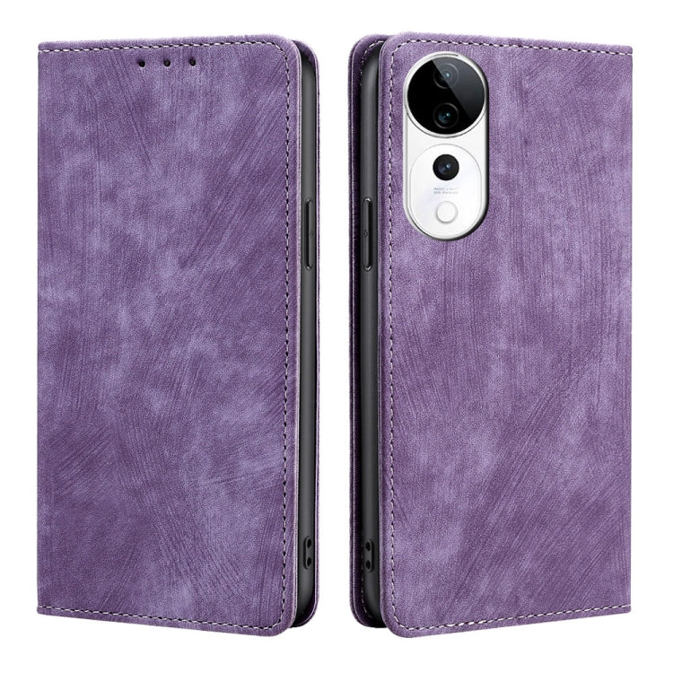 Custodia per telefono in pelle magnetica con spazzola antifurto RFID, For vivo Y300 Pro 5G, For vivo S19 Pro, For vivo S19, For vivo Y28 4G