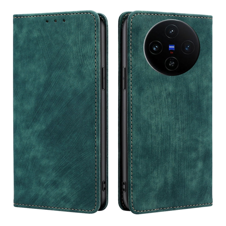 Custodia per telefono in pelle magnetica con spazzola antifurto RFID, For vivo X100s, For vivo Y38 5G / T3x Global, For vivo V30e 5G Global, For vivo iQOO Z9x 5G