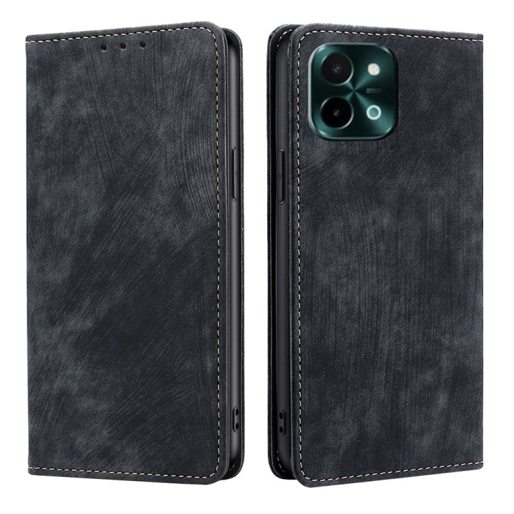 Custodia per telefono in pelle magnetica con spazzola antifurto RFID, For vivo Y300 Pro 5G, For vivo S19 Pro, For vivo S19, For vivo Y28 4G