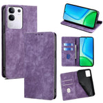 Custodia per telefono in pelle magnetica con spazzola antifurto RFID, For vivo Y29s 5G / Y04 4G, For vivo Y29 4G Global, For vivo V50 5G, For vivo X200 Pro 5G