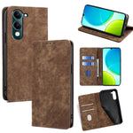Custodia per telefono in pelle magnetica con spazzola antifurto RFID, For vivo Y29s 5G / Y04 4G, For vivo Y29 4G Global, For vivo V50 5G, For vivo X200 Pro 5G