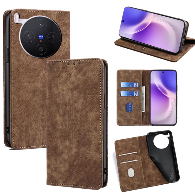 Custodia per telefono in pelle magnetica con spazzola antifurto RFID, For vivo X300 5G, For vivo Y31 5G 2025, For vivo V60 Lite 5G Global, For vivo V60 5G Global