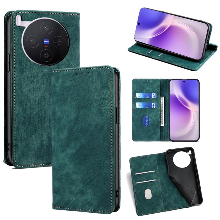 Custodia per telefono in pelle magnetica con spazzola antifurto RFID, For vivo X300 5G, For vivo Y31 5G 2025, For vivo V60 Lite 5G Global, For vivo V60 5G Global