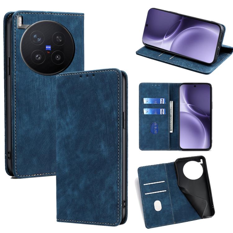 Custodia per telefono in pelle magnetica con spazzola antifurto RFID, For vivo X300 Ultra 5G, For vivo S50 Pro mini 5G, For vivo S50 5G, For vivo X300 Pro 5G