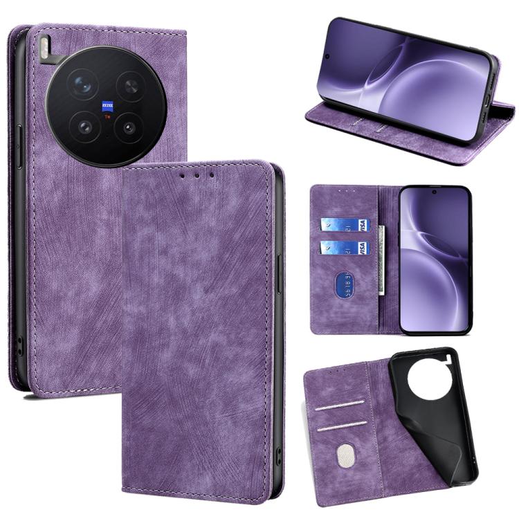 Custodia per telefono in pelle magnetica con spazzola antifurto RFID, For vivo X300 Ultra 5G, For vivo S50 Pro mini 5G, For vivo S50 5G, For vivo X300 Pro 5G