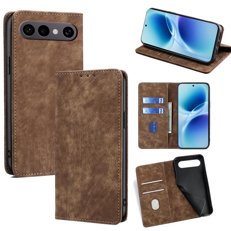 Custodia per telefono in pelle magnetica con spazzola antifurto RFID, For vivo X300 Ultra 5G, For vivo S50 Pro mini 5G, For vivo S50 5G, For vivo X300 Pro 5G