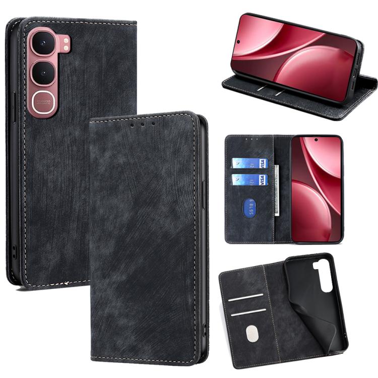 Custodia per telefono in pelle magnetica con spazzola antifurto RFID, For vivo X300 5G, For vivo Y31 5G 2025, For vivo V60 Lite 5G Global, For vivo V60 5G Global