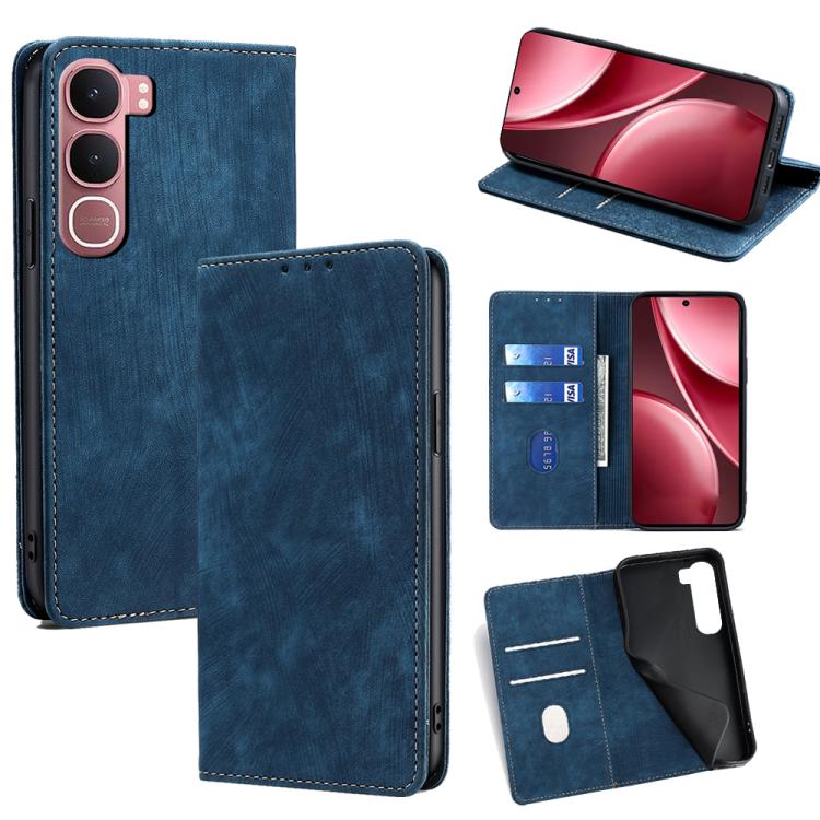 Custodia per telefono in pelle magnetica con spazzola antifurto RFID, For vivo X300 5G, For vivo Y31 5G 2025, For vivo V60 Lite 5G Global, For vivo V60 5G Global