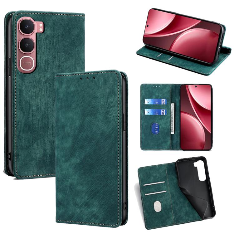 Custodia per telefono in pelle magnetica con spazzola antifurto RFID, For vivo X300 5G, For vivo Y31 5G 2025, For vivo V60 Lite 5G Global, For vivo V60 5G Global