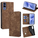 Custodia per telefono in pelle magnetica con spazzola antifurto RFID, For vivo X300s 5G, For vivo V70 FE 5G, For vivo Y05 4G, For vivo Y500i 5G