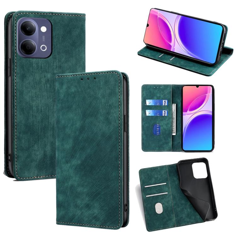Custodia per telefono in pelle magnetica con spazzola antifurto RFID, For vivo X300s 5G, For vivo V70 FE 5G, For vivo Y05 4G, For vivo Y500i 5G