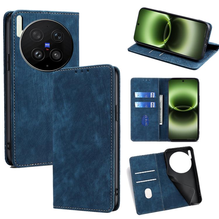Custodia per telefono in pelle magnetica con spazzola antifurto RFID, For vivo X300 Ultra 5G, For vivo S50 Pro mini 5G, For vivo S50 5G, For vivo X300 Pro 5G
