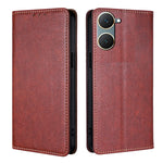 Custodia per telefono in pelle magnetica tinta unita lucida olio, For vivo V30e 5G Global, For vivo iQOO Z9x 5G, For vivo iQOO Z9 Turbo, For vivo Y03 4G
