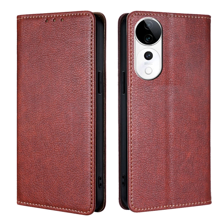 Custodia per telefono in pelle magnetica tinta unita lucida olio, For vivo V50 5G, For vivo X200 Pro 5G, For vivo Y300 Pro 5G, For vivo S19 Pro