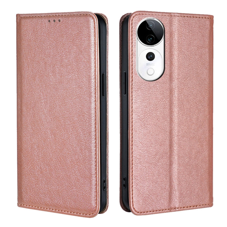 Custodia per telefono in pelle magnetica tinta unita lucida olio, For vivo V50 5G, For vivo X200 Pro 5G, For vivo Y300 Pro 5G, For vivo S19 Pro