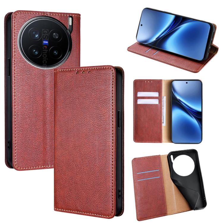 Custodia per telefono in pelle magnetica tinta unita lucida olio, For vivo V50 5G, For vivo X200 Pro 5G, For vivo Y300 Pro 5G, For vivo S19 Pro