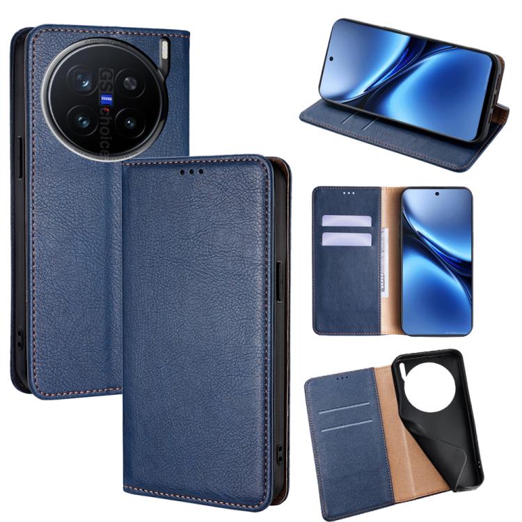 Custodia per telefono in pelle magnetica tinta unita lucida olio, For vivo V50 5G, For vivo X200 Pro 5G, For vivo Y300 Pro 5G, For vivo S19 Pro