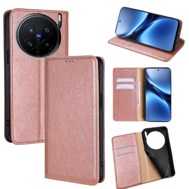 Custodia per telefono in pelle magnetica tinta unita lucida olio, For vivo V50 5G, For vivo X200 Pro 5G, For vivo Y300 Pro 5G, For vivo S19 Pro