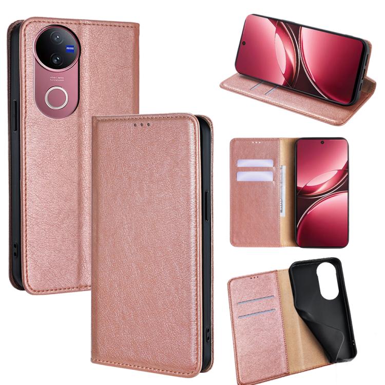 Custodia per telefono in pelle magnetica tinta unita lucida olio, For vivo V50 5G, For vivo X200 Pro 5G, For vivo Y300 Pro 5G, For vivo S19 Pro