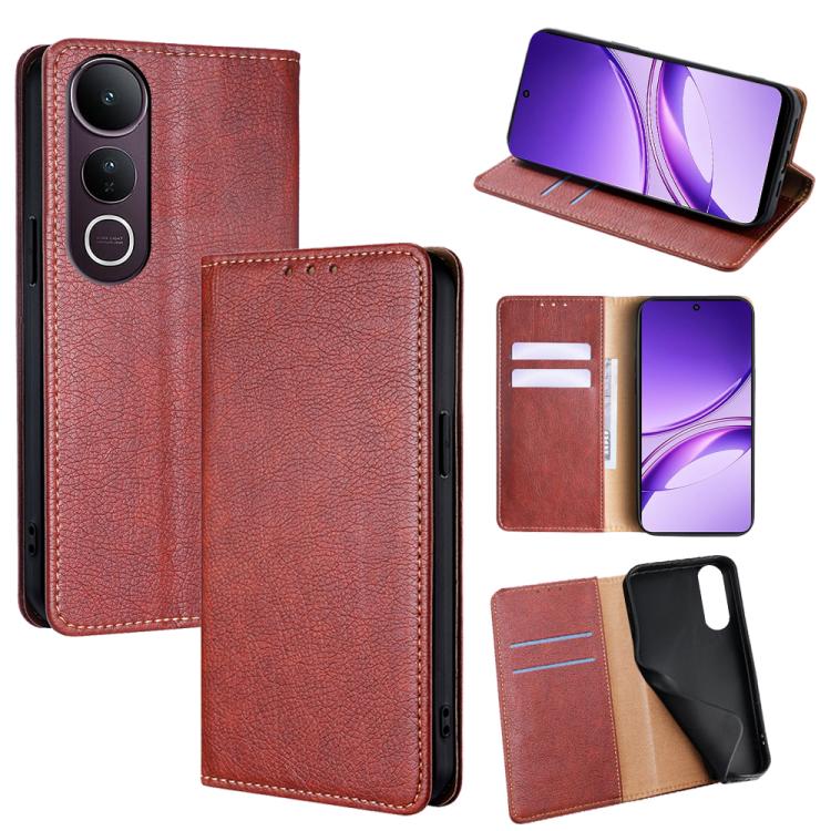 Custodia per telefono in pelle magnetica tinta unita lucida olio, For vivo Y39 5G Global, For vivo V50 Lite 5G, For vivo Y29s 5G / Y04 4G, For vivo Y29 4G Global