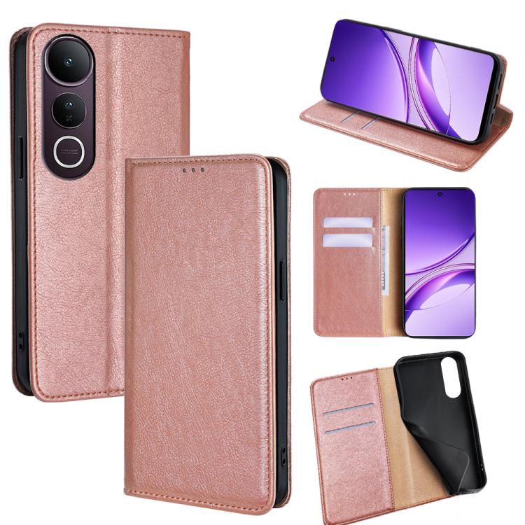 Custodia per telefono in pelle magnetica tinta unita lucida olio, For vivo Y39 5G Global, For vivo V50 Lite 5G, For vivo Y29s 5G / Y04 4G, For vivo Y29 4G Global