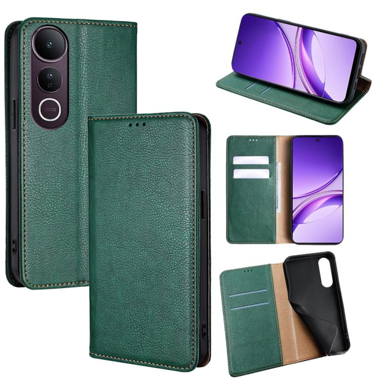 Custodia per telefono in pelle magnetica tinta unita lucida olio, For vivo Y39 5G Global, For vivo V50 Lite 5G, For vivo Y29s 5G / Y04 4G, For vivo Y29 4G Global