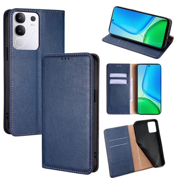 Custodia per telefono in pelle magnetica tinta unita lucida olio, For vivo Y39 5G Global, For vivo V50 Lite 5G, For vivo Y29s 5G / Y04 4G, For vivo Y29 4G Global