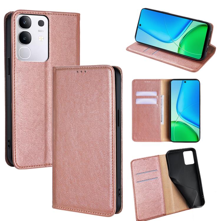 Custodia per telefono in pelle magnetica tinta unita lucida olio, For vivo Y39 5G Global, For vivo V50 Lite 5G, For vivo Y29s 5G / Y04 4G, For vivo Y29 4G Global