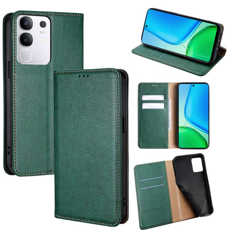 Custodia per telefono in pelle magnetica tinta unita lucida olio, For vivo Y39 5G Global, For vivo V50 Lite 5G, For vivo Y29s 5G / Y04 4G, For vivo Y29 4G Global