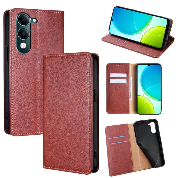 Custodia per telefono in pelle magnetica tinta unita lucida olio, For vivo Y39 5G Global, For vivo V50 Lite 5G, For vivo Y29s 5G / Y04 4G, For vivo Y29 4G Global