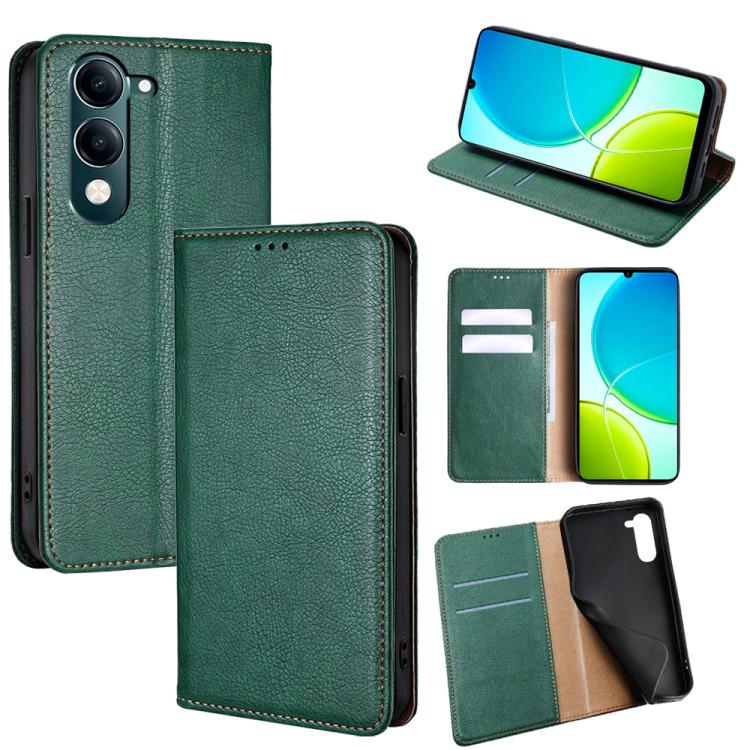 Custodia per telefono in pelle magnetica tinta unita lucida olio, For vivo Y39 5G Global, For vivo V50 Lite 5G, For vivo Y29s 5G / Y04 4G, For vivo Y29 4G Global