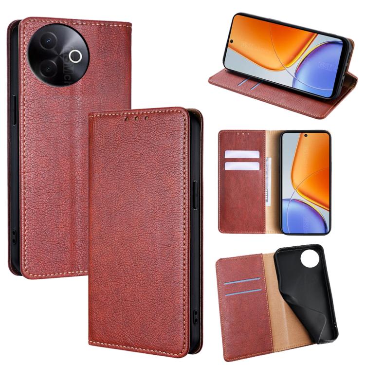 Custodia per telefono in pelle magnetica tinta unita lucida olio, For vivo Y39 5G Global, For vivo V50 Lite 5G, For vivo Y29s 5G / Y04 4G, For vivo Y29 4G Global
