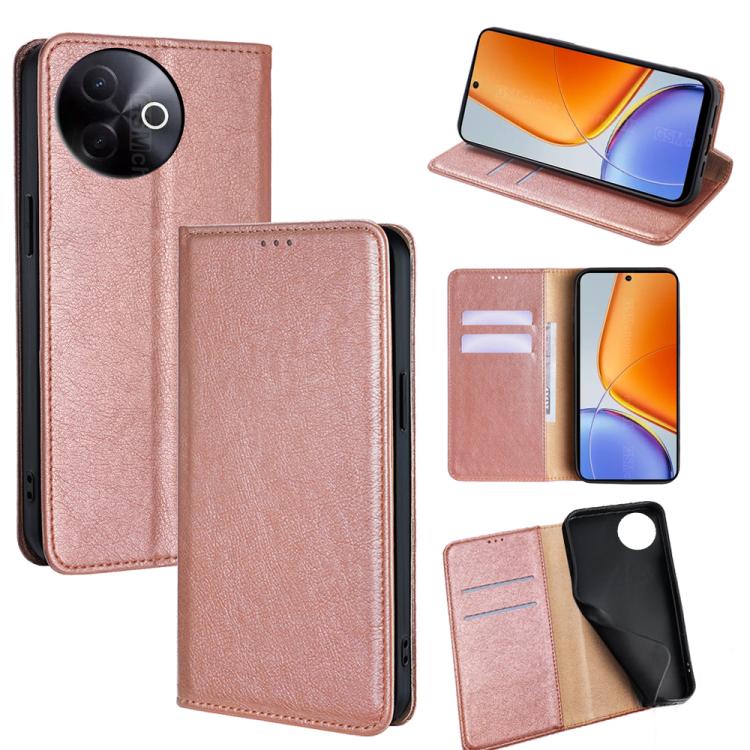 Custodia per telefono in pelle magnetica tinta unita lucida olio, For vivo Y39 5G Global, For vivo V50 Lite 5G, For vivo Y29s 5G / Y04 4G, For vivo Y29 4G Global