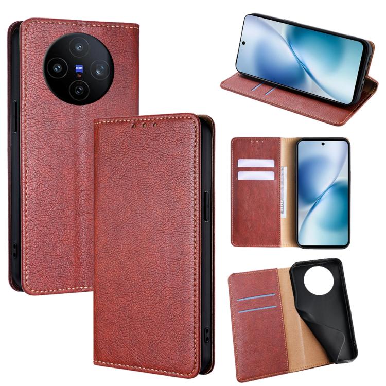 Custodia per telefono in pelle magnetica tinta unita lucida olio, For vivo V60 Lite 5G Global, For vivo V60 5G Global, For vivo iQOO Neo 10 5G Global, For vivo X200s 5G