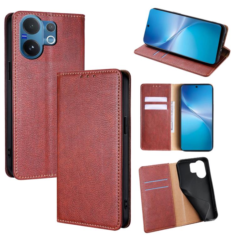 Custodia per telefono in pelle magnetica tinta unita lucida olio, For vivo V60 Lite 5G Global, For vivo V60 5G Global, For vivo iQOO Neo 10 5G Global, For vivo X200s 5G