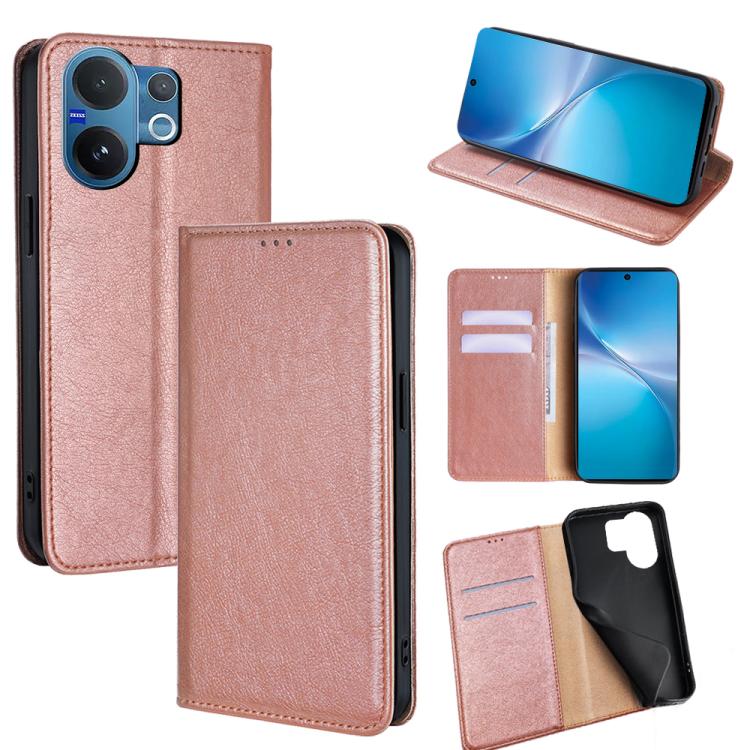 Custodia per telefono in pelle magnetica tinta unita lucida olio, For vivo V60 Lite 5G Global, For vivo V60 5G Global, For vivo iQOO Neo 10 5G Global, For vivo X200s 5G