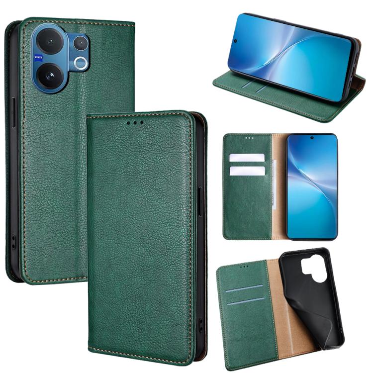 Custodia per telefono in pelle magnetica tinta unita lucida olio, For vivo V60 Lite 5G Global, For vivo V60 5G Global, For vivo iQOO Neo 10 5G Global, For vivo X200s 5G