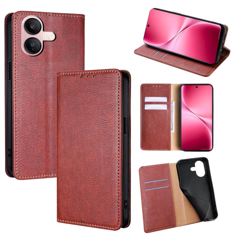 Custodia per telefono in pelle magnetica tinta unita lucida olio, For vivo V60 Lite 5G Global, For vivo V60 5G Global, For vivo iQOO Neo 10 5G Global, For vivo X200s 5G