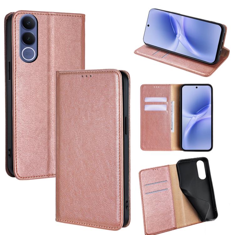 Custodia per telefono in pelle magnetica tinta unita lucida olio, For vivo X300s 5G, For vivo V70 FE 5G, For vivo Y05 4G, For vivo Y500i 5G