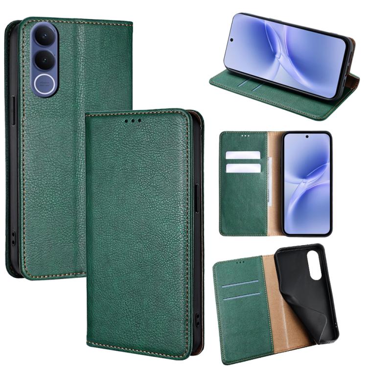Custodia per telefono in pelle magnetica tinta unita lucida olio, For vivo X300s 5G, For vivo V70 FE 5G, For vivo Y05 4G, For vivo Y500i 5G