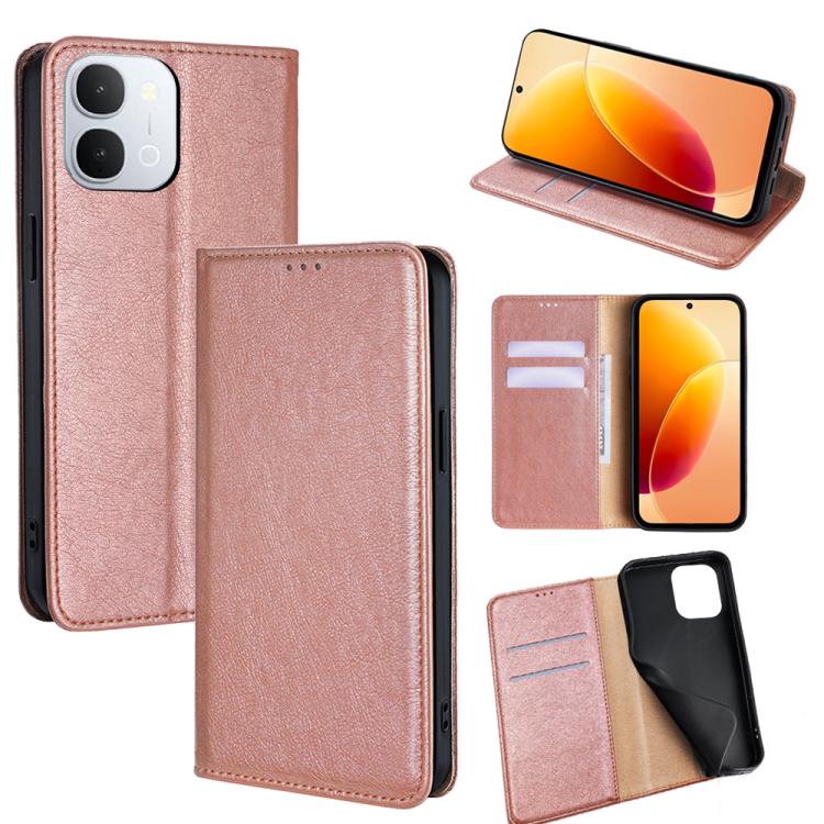 Custodia per telefono in pelle magnetica tinta unita lucida olio, For vivo X300s 5G, For vivo V70 FE 5G, For vivo Y05 4G, For vivo Y500i 5G