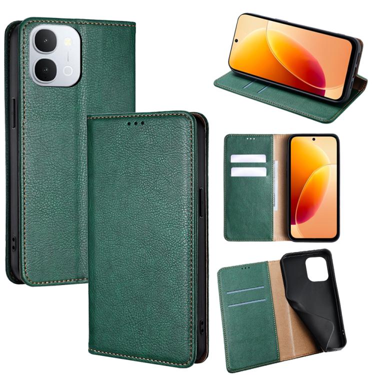 Custodia per telefono in pelle magnetica tinta unita lucida olio, For vivo X300s 5G, For vivo V70 FE 5G, For vivo Y05 4G, For vivo Y500i 5G