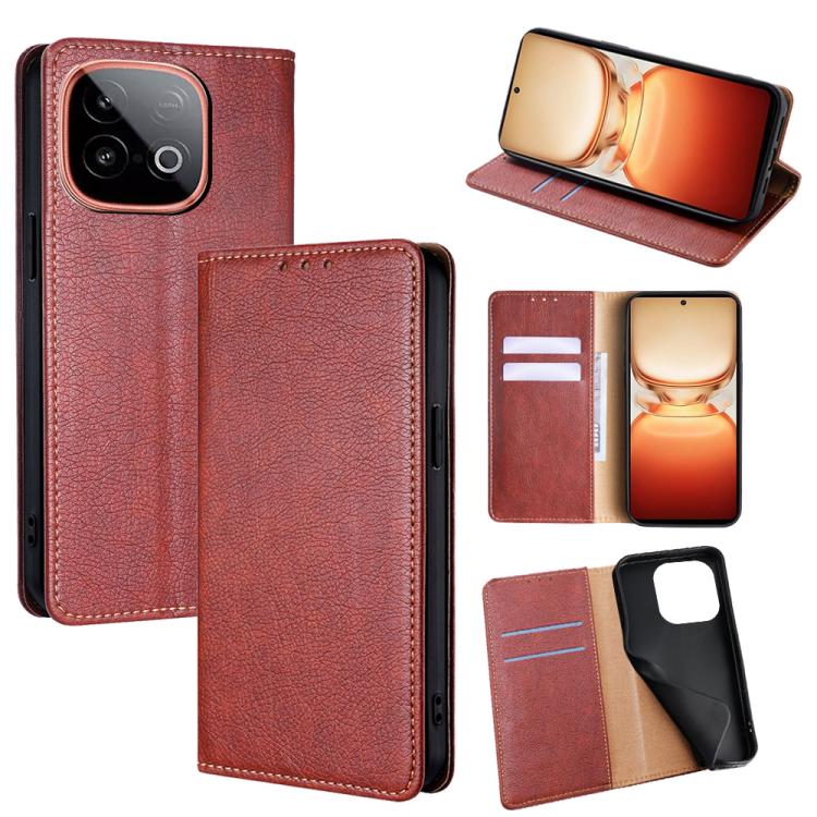 Custodia per telefono in pelle magnetica tinta unita lucida olio, For vivo V60 Lite 5G Global, For vivo V60 5G Global, For vivo iQOO Neo 10 5G Global, For vivo X200s 5G