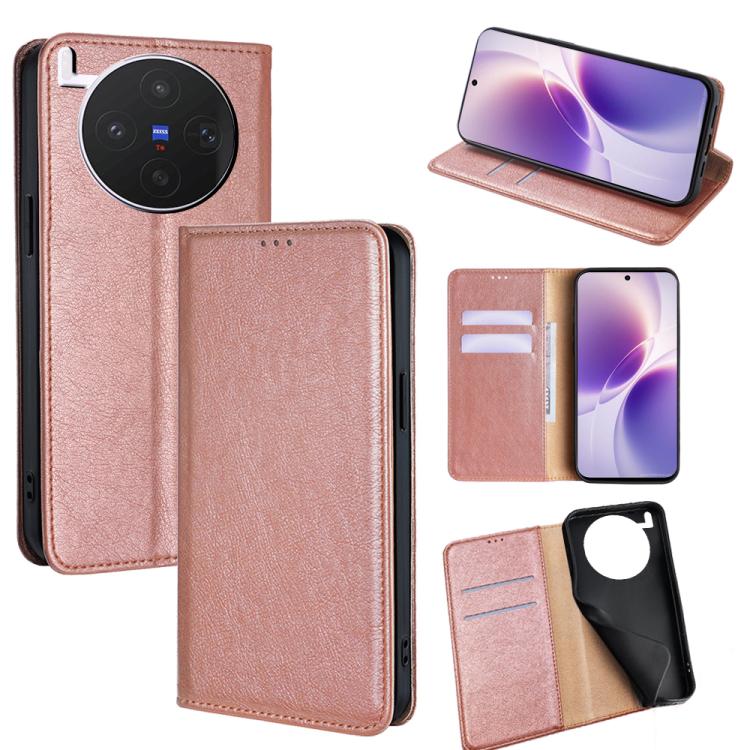 Custodia per telefono in pelle magnetica tinta unita lucida olio, For vivo X300s 5G, For vivo V70 FE 5G, For vivo Y05 4G, For vivo Y500i 5G