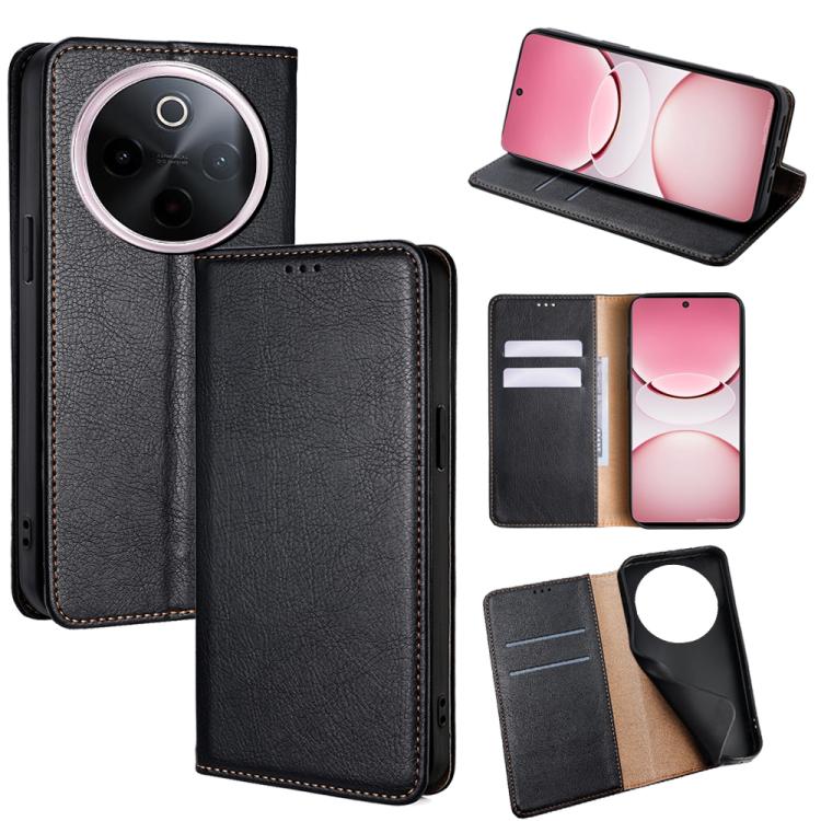 Custodia per telefono in pelle magnetica tinta unita lucida olio, For vivo V50 5G, For vivo X200 Pro 5G, For vivo Y300 Pro 5G, For vivo S19 Pro