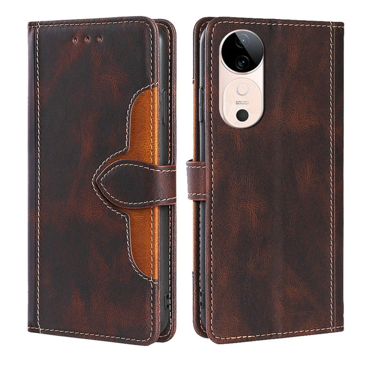 Custodia per telefono in pelle con fibbia magnetica Skin Feel, For vivo V50 5G, For vivo X200 Pro 5G, For vivo Y300 Pro 5G, For vivo S19 Pro 5G, For vivo S19 5G, For vivo Y28 4G